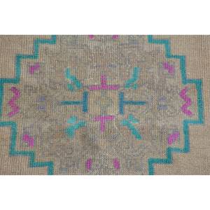 Alfombra de lana rosa Beige bohemio de área grande 3,1x4,7 pies Vintage turco abstracto Patchwork rectángulo diseño de pasillo alfombra de habitación de látex - Product Image 5