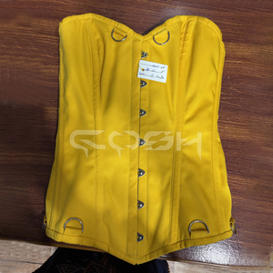 Corsés de Entrenamiento de Cintura de Algodón Amarillo de Primera Calidad con Doble Refuerzo de Acero y Anillos en D Plateados - Product Image 3