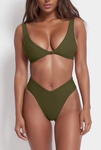 ชุดบิกินี่ลายลูกน้ำ2ชิ้นสำหรับผู้หญิงชุดว่ายน้ำโพลีเอสเตอร์/ ไนลอนยืดหยุ่นสีเปลี่ยนโลโก้ได้ตามต้องการสำหรับฤดูร้อน - Product Image 4