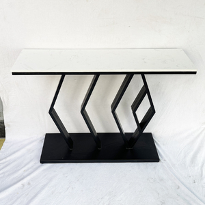 Minimalist Luxury CST017 <b>Console</b> <b>Table</b> White <b>Marble</b> <b>Top</b> Iron Frame Trestle Base Stable for Living Room Hotel Home Decoration - Product Image 3