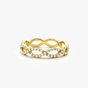 Diamantes blancos naturales de moda 14K oro Micro Pave Set diamante infinito anillo banda de compromiso diamantes éticos fabricación de joyas - Product Image 1