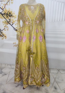 Pakistani 3 Piece Party Wear <b>Suit</b> Embroidered Frock with <b>Trouser</b> & Dupatta <b>for</b> <b>Wedding</b> or Eid Indian Formal 3 Piece Dress - Product Image 6