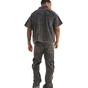 กางเกงคาร์โก้ผู้ชายทรงหลวมหลายกระเป๋า ดีไซน์ทันสมัย สวมใส่สบาย คุณภาพสูง แบบย้อมสีเอซิดวอช ไซส์พลัส - Product Image 5