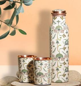 Bouteille d'eau en métal de cuivre pur autocollant émail imprimé ustensiles de cuisine jus et boissons décoratifs stockage bouteille en cuivre - Product Image 5