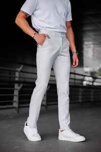 Pantalones elásticos ajustados de color azul marino para hombre, pantalones de oficina elegantes informales, cintura elástica con cordón, algodón recto, Hip Hop de talla grande - Product Image 3