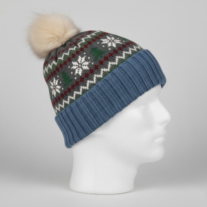 Bonnet tricoté chaud et tendance pour l'hiver, 100 % coton, doux, avec revers, étiquette tissée, logo personnalisé, bonnets jacquard 2026 - Product Image 2