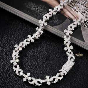 925 Silver Iced Out Gothic Cross Link Chain <b>Necklace</b> Diamond Look Luxury <b>Statement</b> <b>Necklace</b> - Product Image 3