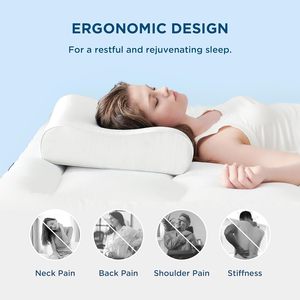 Oreiller de cou cervical gris confortable pour le soulagement de la douleur Oreillers de lit en mousse à mémoire de forme pour dormir, Oreiller de soutien du cou sans latex - Product Image 3