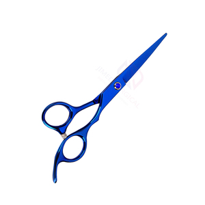 Ciseaux de coiffure de précision – Acier inoxydable allemand, revêtement bleu foncé, lame droite, repose-doigts fixe, coupe de haute qualité - Product Image 2