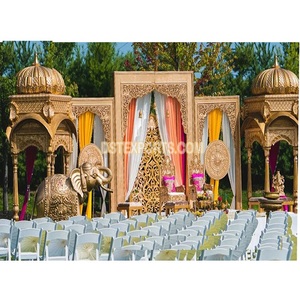 Escenario de boda de la familia real para exteriores, decoración de escenario de boda tradicional, abierta, con temática de Rajawadi - Product Image 1