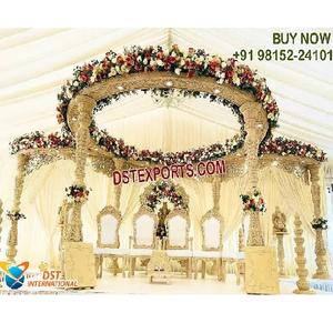 Mandap Real Radhika para Bodas Gujarati, Gran Ceremonia de Boda Hindú, Mandap de Madera Moderno y Ligero para Interiores, Tamaño Personalizado - Product Image 1
