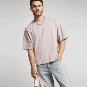 Venta al por mayor de encargo del logotipo de color sólido en blanco hombres camiseta de gran tamaño 100% algodón caída del hombro resistente camisetas de impresión - Product Image 2