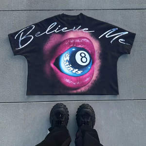 Camisetas con Logotipo Personalizado y Nombre de Marca, 100% Algodón, Tejido de Punto, Antiarrugas, Estilo Vintage, 300g - Product Image 2