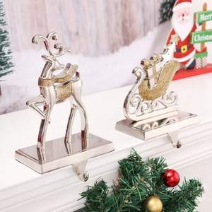 Antique Style Silver Shade <b>Stocking</b> <b>Holder</b> in Metal with Festive Decorative Ornaments Perfect for Unique <b>Christmas</b> Decorations - Product Image 6