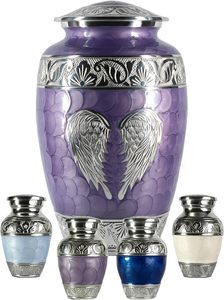 Grande urne funéraire violette lavande avec 4 souvenirs pour cendres humaines Urnes décoratives sculptées à la main pour cendres adultes femmes et hommes - Product Image 6
