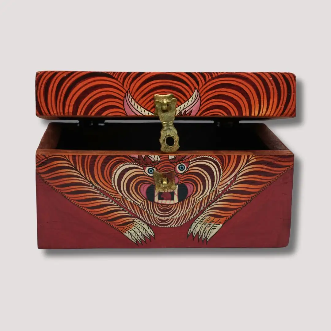 Rectangular Tibetan Handmade Jewelry box Wholesale/Tibetan HandPainted Wooden Jewelry Box with Tiger motif Handmade Nepal