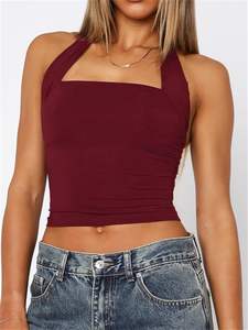 Soutien-gorge de sport sans couture à impact mode femmes licou cou sangle soutien-gorge logo rembourré dos ouvert Yoga soutiens-gorge soutien moyen Gym haut court - Product Image 2