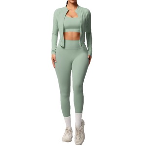 Ensemble de yoga respirant sans couture pour femmes, automne, doux, extensible, soutien-gorge de sport et leggings, vêtements de sport actifs - Product Image 2