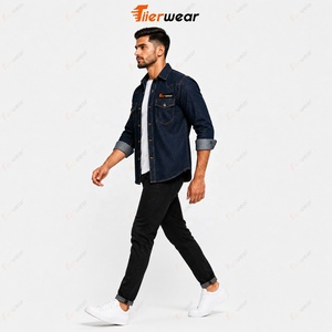 Camisas de mezclilla personalizadas para hombre al por mayor, camisas de jean premium de manga larga, ajuste slim, informales, de algodón, para trabajo, moda, marca privada - Product Image 4