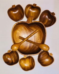 Deluxe Quality Teak Wood Dinnerware Set Customized <b>Shape</b> for Wedding Parties and Hotel Ware Supplies - Product Image 4