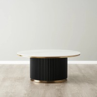 Élégante Table Basse en Bois avec Plateau en Travertin, Design Compact, Pièce Maîtresse pour Salon, Décoration Bohème Moderne et Rustique, Haute Qualité