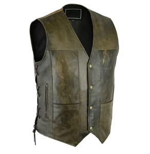 Gilet d'hiver pour hommes avec logo personnalisé en cuir très résistant nouveau style gilet en cuir léger, confortable et chaud à col en V - Product Image 3