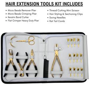 Kit d'installation d'extensions de cheveux, pince à sertir plate, outil de retrait de micro-perles, coupe-keratine, peigne de séparation pour usage en salon - Product Image 2