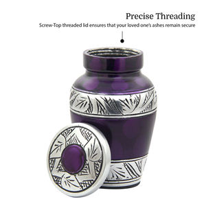 <b>Small</b> Purple Handmade Modern Design Metal Matte Finish Memorial Keepsake Urn Customizable Capacity Custom Colors Tabletop <b>Vase</b> - Product Image 2