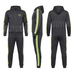 Light Blue <b>Navy</b> Color Block Tracksuit Hooded Full Sleeve Zipper Sporty Casual Autumn Wear Polyester Cotton Regular Fit <b>Joggers</b> - Product Image 5