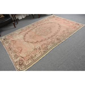 Alfombra de lana Beige antigua de 5,3x8,4 pies, diseño de retazos hecho a mano turco clásico, respaldo de látex para pasillo rectangular de cabecera - Product Image 2