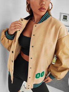 Veste de baseball varsity pour femme avec logo personnalisé, manches longues, tissu respirant, prix de gros d'usine, fournisseur OEM - Product Image 2