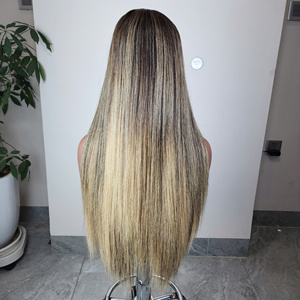 Peluca con malla frontal de cabello humano vietnamita Virgen sin pegamento doble dibujado hueso largo recto brillante textura suave Color de encaje transparente - Product Image 4