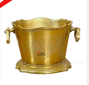 Enfriador de vino de acero inoxidable de metal con acabado dorado hecho a mano nuevo cubo de hielo para hotel restaurante y bar - Product Image 1