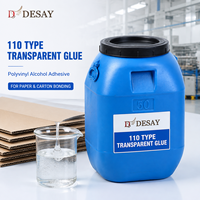 Colle PVA transparente à base d'eau 110, adhésif à base d'eau pour machine de scellage automatique de sacs en papier kraft et de boîtes en carton ondulé