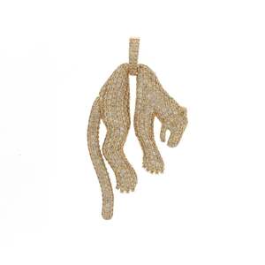 Colgante de diamantes con diseño de pantera de oro de 9K con diamantes cultivados en laboratorio, abalorio de joyería audaz e Icónica, regalo de nueva llegada - Product Image 5