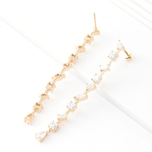 Boucles d'oreilles en or blanc 14 carats pour femmes Trendy Pop Moissanite Dangle avec de nombreuses formes pour les mariages et les fêtes - Product Image 3