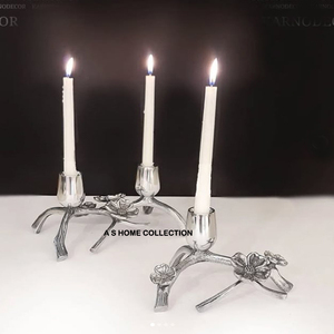 Nouvel arrivage Bougeoir design fleur en métal brillant poli d'excellente qualité Bonne vente Bougeoir décoratif pour événement - Product Image 4