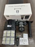 Lámpara Solar Todo en Uno OMSEN con Cámara CCTV de 3 Lentes, WiFi, Tarjeta SIM 4G, V380pro para Jardín