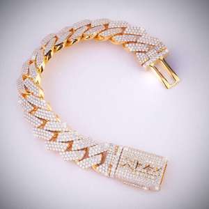 VVS Moissanite 15mm Cut 925 <b>Sterling</b> <b>Silver</b> Hip Hop <b>Bracelet</b> <b>for</b> <b>Men</b> Women Rhodium Plated Cuban Link <b>for</b> Wedding Iced Jewelry - Product Image 5