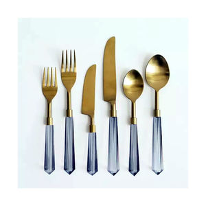 Recién llegado de acero inoxidable con mango chapado en oro y acrílico Nuevo desarrollo con juego de cubiertos de cocina de la mejor calidad - Product Image 1