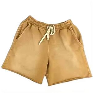 Pantalones cortos desgastados bordados personalizados Sun Faded para hombre, pantalones cortos bordados con lavado ácido francés Trey de lana de algodón para hombre - Product Image 6