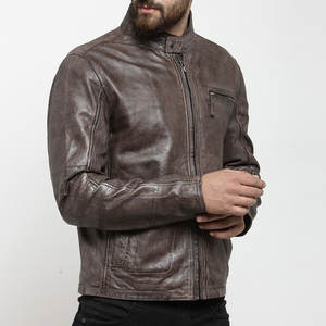High Quality Men's <b>Sheep</b> <b>Skin</b> <b>Jacket</b> High Street Style Zipper Closure Breathable Stand Collar Full Sleeves Front Design - Product Image 2