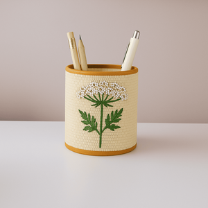 Decorative <b>Stationery</b> <b>Holder</b> for Office & Home Pen <b>Holder</b> with White Daisy Embroidery Daisy Symbolizes Purity Freshness <b>Holder</b> - Product Image 3