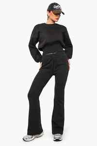 High Quality Black Women's Mid Rise Flat Front Winter <b>Lace</b> Eco-Friendly Joggers Fleece Soft Touch Polyester/Cotton Sweatpants - Product Image 2