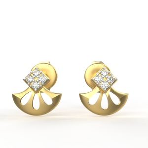 Avarta Certified 18K Gold <b>Fine</b> 8-Piece <b>Stud</b> <b>Earrings</b> for Kids Girls & Women with BIS HUID Hallmarked Natural Diamonds - Product Image 1