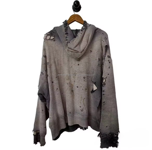 Sudaderas con Capucha Personalizadas Estilo Urbano, con Cierre, Lavado Ácido, Degradado, con Interior de Tela Waffle, Estilo Vintage, para Hombre, Desgastadas y Rotos - Product Image 3