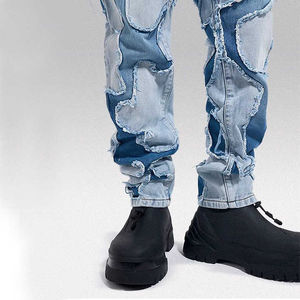 <b>Men's</b> Premium Vintage Style <b>Flare</b> Wide Leg Denim <b>Jeans</b> Custom Panel Design Grey Washed Tinted Paneled 100% Cotton Custom ODM/OEM - Product Image 3