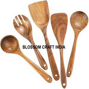 Elegante Juego de Cucharas de Cocina de Madera de Acacia, Utensilios de Cocina de Madera Duraderos para Servir, Producto Económico Ideal para Viajes - Product Image 2