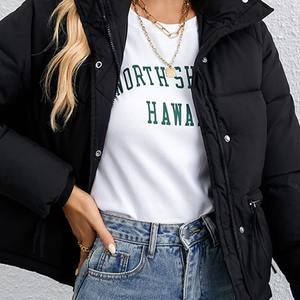 Blouson d'hiver imprimé de logo personnalisé de haute qualité pour femmes style rue principale avec poche à motif de lettre OEM vente en gros - Product Image 2