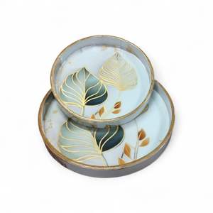 Plateau de service en bois MDF à motif de feuilles, best-seller, avec impressions personnalisées disponibles, plateaux de petit-déjeuner au meilleur prix pour un usage domestique - Product Image 1